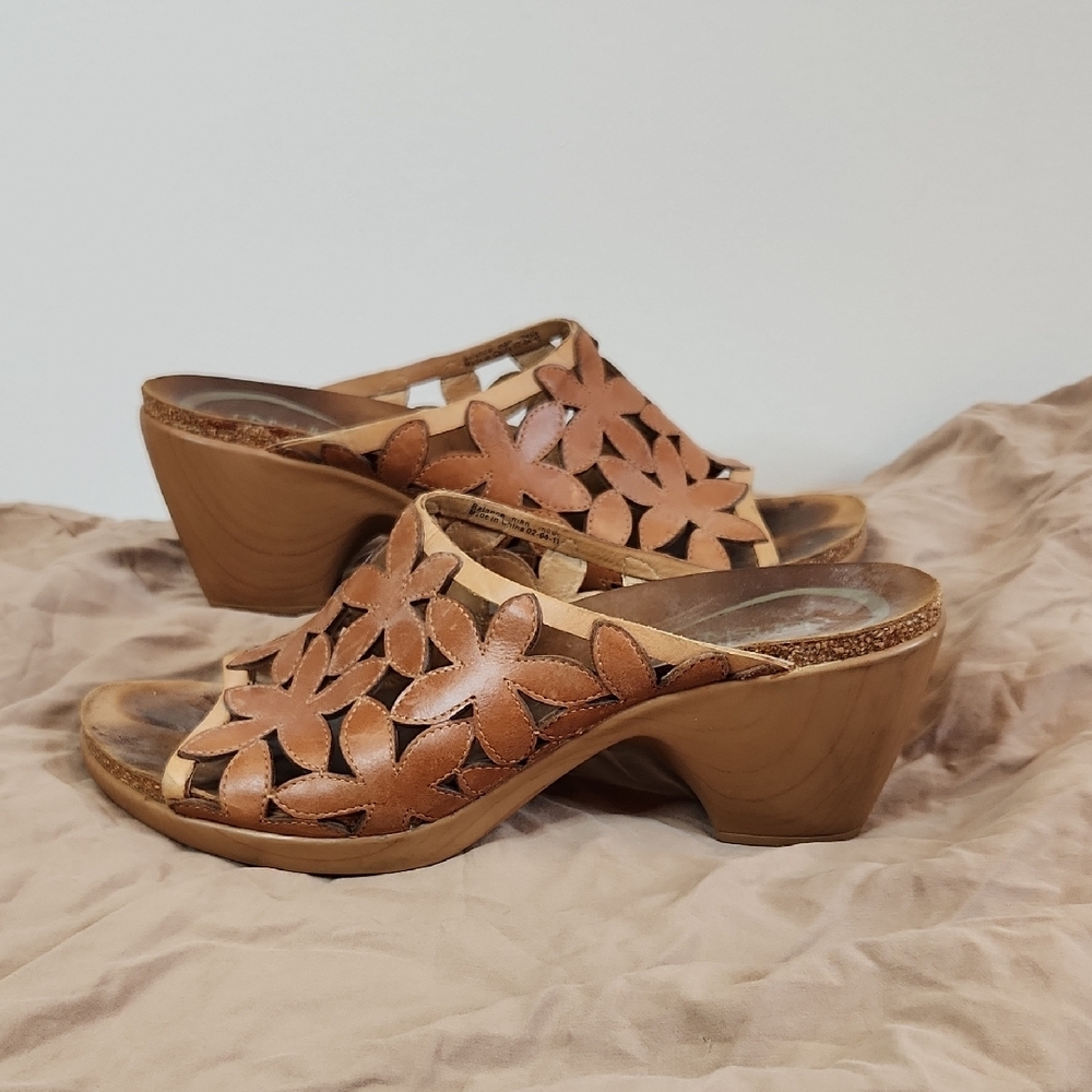 Dansko Brown Woven Leather Mules